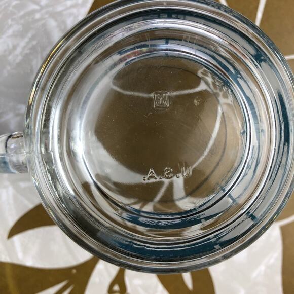 Vintage 1970's Anchor Hocking Blue White Winter Tree Glass Coffee Tea Mugs Cups - Picture 7 of 10